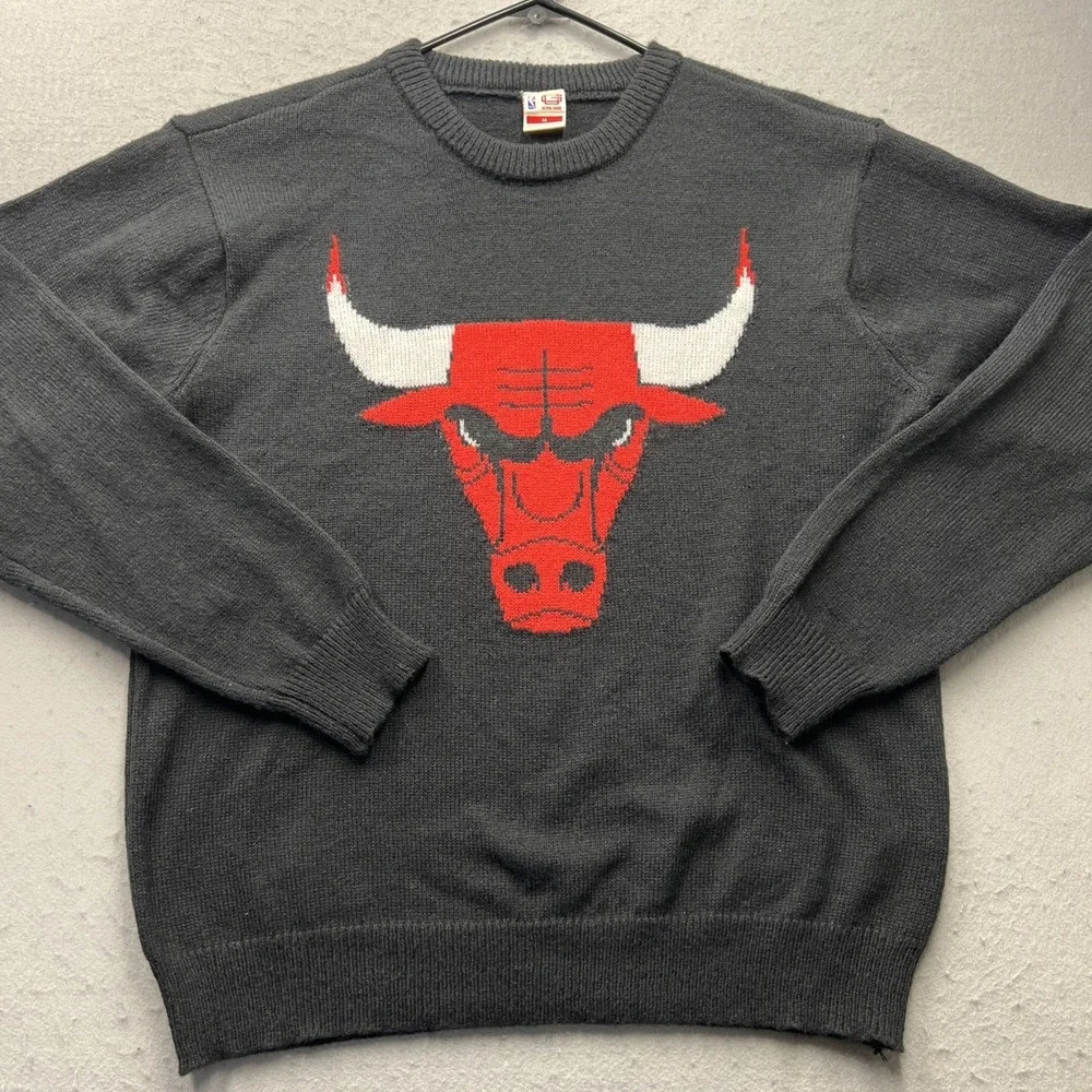 Chicago Bulls NBA Sweater Mens By Ultra Game Size M Black Crewneck